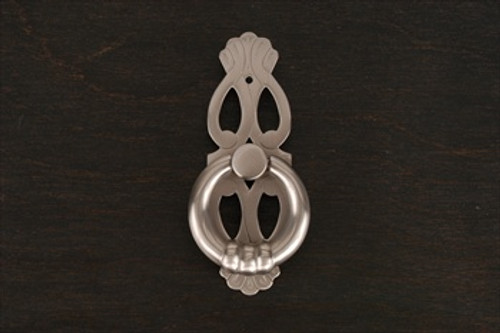 RKI CF-598-P: 1" Drop Ring Cabinet Pull w/Ornate Plate - Pewter