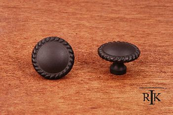 RKI CK-9313-RB: 1-1/4" Plain Cabinet Knob w/Rope Edge - Oil Rubbed Bronze