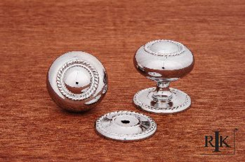 RKI CK-1212-C: 1-1/2" Rope Cabinet Knob w/Detachable Back Plate - Polished Chrome