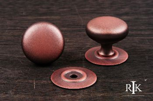 RKI CK-3217-DC: 1-1/4" Plain Cabinet Knob w/Detachable Backplate - Distressed Copper