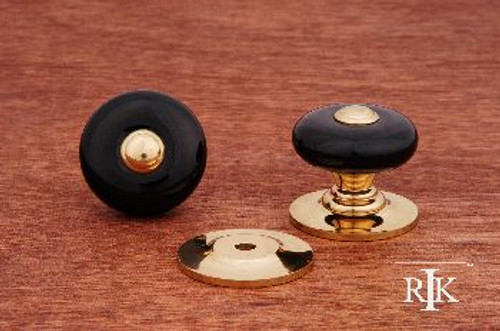 RKI CK-313: 1-1/4" Round Cabinet Knob w/Brass Tip - Porcelain/Brass