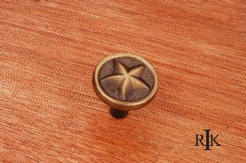 RKI CK-209-AE: 1-1/4" Rugged Texas Star Cabinet Knob - Antique English
