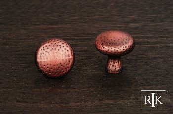 RKI CK-9315-DC: 1-1/4" Solid Round Cabinet Knob w/Divet Indents - Distressed Copper