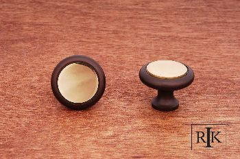 RKI CK-5214-BRB: 1-1/4" Plain Cabinet Knob w/Flat Brass Insert - Oil Rubbed & Copper