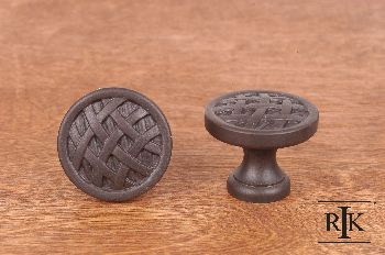 RKI CK-752-RB: 1-1/4" Small Cross-Hatched Cabinet Knob - Oil Rubbed Bronze