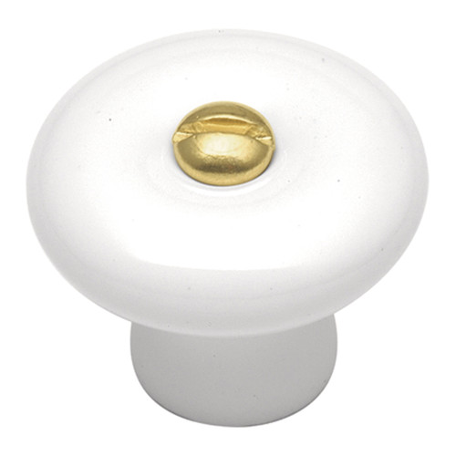 Hickory P7-W: 1-1/4" English Cozy Cabinet Knob - White