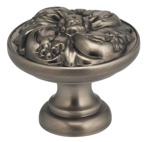 Omnia 7434/35.15A: 1-3/8" Ornate Round Cabinet Knob - Pewter