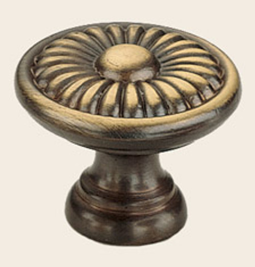 Omnia 7435/25.SB: 1" Ornate Round Cabinet Knob - Shaded Bronze