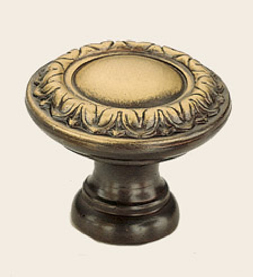 Omnia 7436/30.SB: 1-3/16" Ornate Round Cabinet Knob - Shaded Bronze