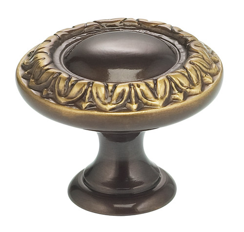 Omnia 7436/30.SB: 1-3/16" Ornate Round Cabinet Knob - Shaded Bronze