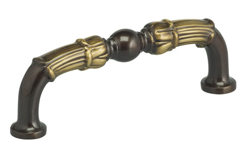 Omnia 7432/76.SB: 3" cc Ornate D-Handle Cabinet Pull - Shaded Bronze