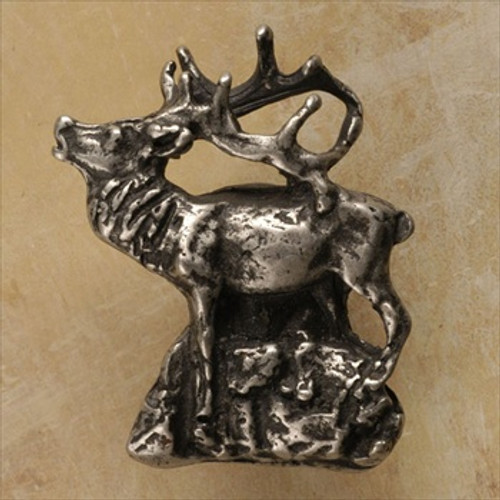Anne At Home 640: Elk on Mountain Cabinet Knob - Left Facing