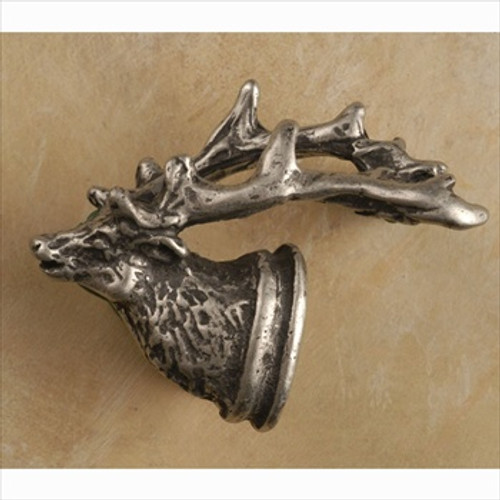 Anne At Home 643: 1-3/4" Elk Head Cabinet Knob - Left Facing