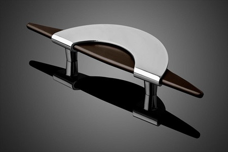 Forms+Surfaces 9" cc Solstice Cast Door Pull - Stainless Steel Half-Moon/Bronze Vertical Bar