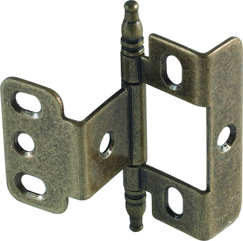 Hafele 351.86.100: Non-Mortise Full Wrap Full Wrap Cabinet Hinge w/Minaret Finial - Antique Brass