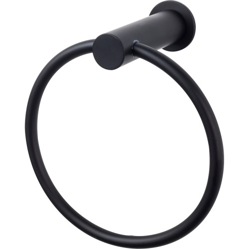 Top Knobs HOP5BLK: Hopewell Bath Towel Ring - Flat Black