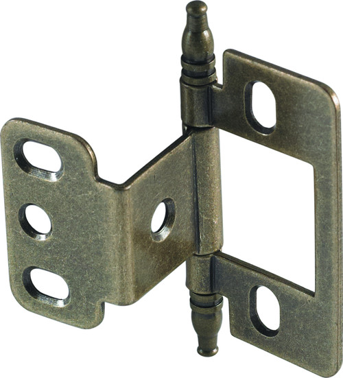 Hafele 351.86.120: Non-Mortise Partial Wrap Partial Wrap Cabinet Hinge w/Minaret Finial - Antique Brass