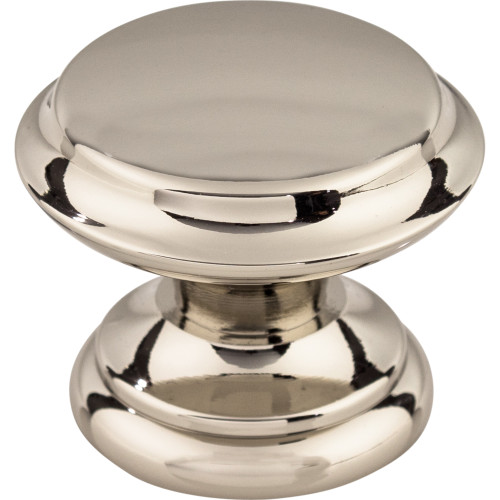 Top Knobs M1304: 1-3/8" Asbury Flat Top Round Cabinet Knob - Polished Nickel