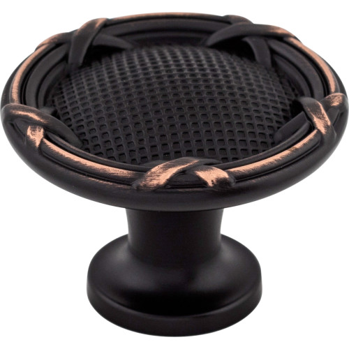 Top Knobs M1647: 1-1/4" Ribbon & Reed Round Cabinet Knob - Tuscan Bronze
