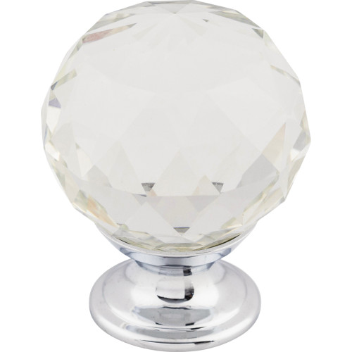 Top Knobs TK126PC: 1-3/8" Crystal Sphere Cabinet Knob - Clear Crystal/Polished Chrome