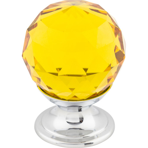 Top Knobs TK111PC: 1-1/8" Crystal Round Cabinet Knob - Amber Crystal/Polished Chrome