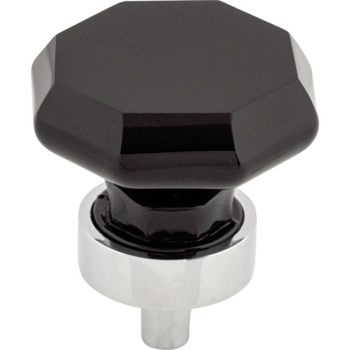 Top Knobs TK137PC: 1-3/8" Crystal Octagon Cabinet Knob - Black Crystal/Polished Chrome
