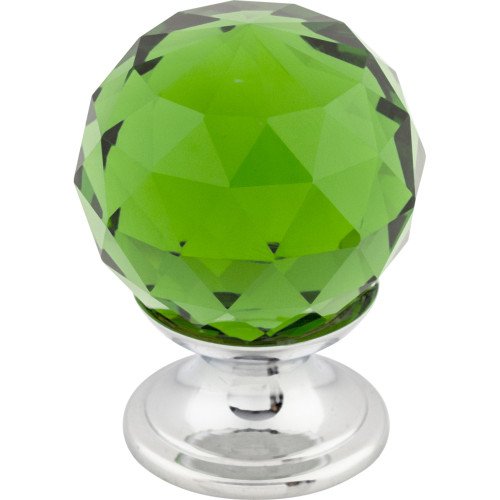 Top Knobs TK119PC: 1-1/8" Crystal Round Cabinet Knob - Green Crystal/Polished Chrome