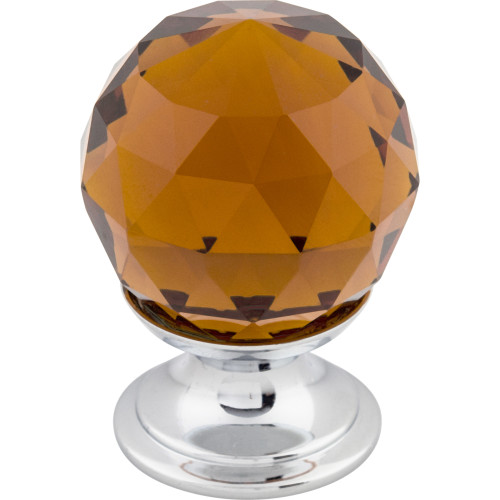 Top Knobs TK121PC: 1-1/8" Crystal Sphere Cabinet Knob - Wine Crystal/Polished Chrome