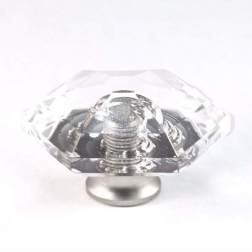 Cal Crystal Hexagon Crystal Cabinet Knob With Solid Brass Base