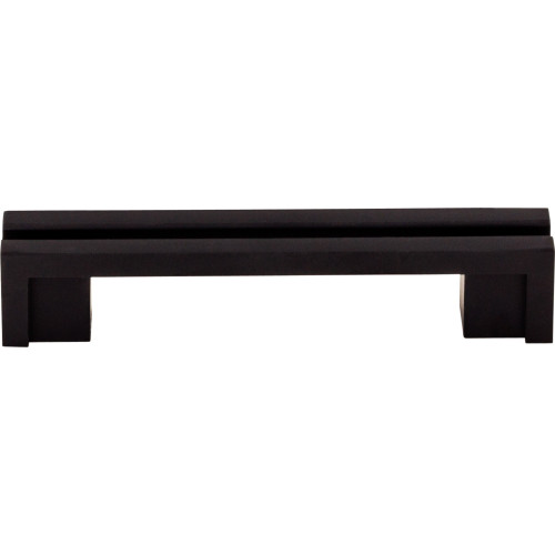 Top Knobs TK55BLK: 3-1/2" cc Sanctuary Flat Rail Bar Cabinet Pull - Flat Black