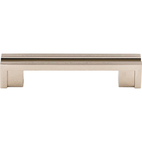 Top Knobs TK55PN: 3-1/2" cc Sanctuary Flat Rail Bar Cabinet Pull - Polished Nickel
