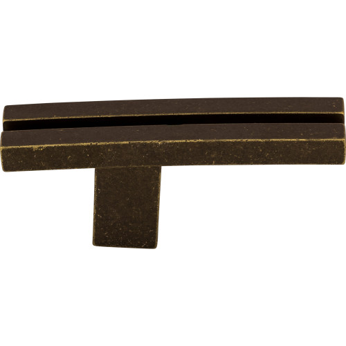Top Knobs TK82GBZ: 2-5/8" Sanctuary Inset Rail T-Bar Cabinet Knob - German Bronze
