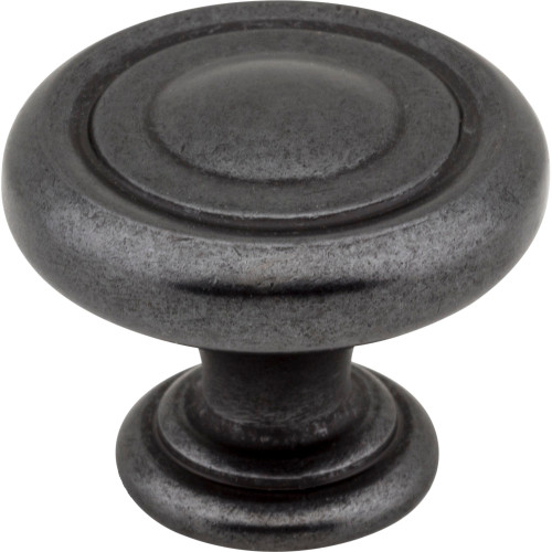 Jeffrey Alexander 117DACM: 1-1/4" Bremen 1 Round Cabinet Knob - Gun Metal