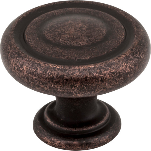 Jeffrey Alexander 117DMAC: 1-1/4" Bremen 1 Round Cabinet Knob - Distressed Oil Rubbed Bronze