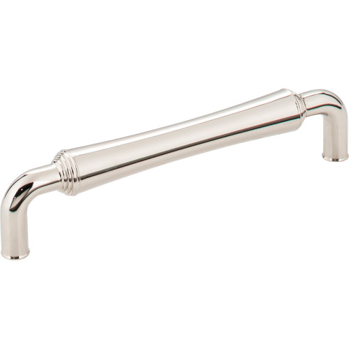 Jeffrey Alexander 537-128NI: 128mm cc Bremen 2 D-Handle Cabinet Pull - Polished Nickel