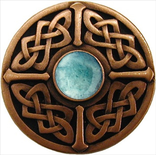 Notting Hill NHK-158-AC-GA: Celtic Jewel Cabinet Knob - Green Aventurine/Antique Copper Notting Hill NHK-158-AC-GA: Celtic Jewel Cabinet Knob - Green Aventurine/Antique Copper