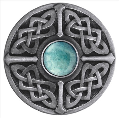 Notting Hill NHK-158-AP-GA: Celtic Jewel Cabinet Knob - Green Aventurine/Antique Pewter Notting Hill NHK-158-AP-GA: Celtic Jewel Cabinet Knob - Green Aventurine/Antique Pewter