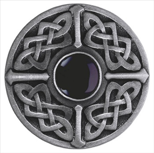 Notting Hill NHK-158-AP-O: Celtic Jewel Cabinet Knob - Black Onyx/Antique Pewter Notting Hill NHK-158-AP-O: Celtic Jewel Cabinet Knob - Black Onyx/Antique Pewter