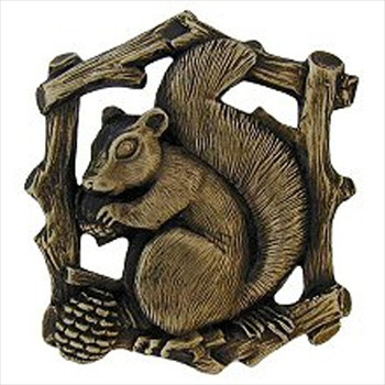 Notting Hill NHK-177-AB-R: Grey Squirrel Cabinet Knob (right side/faces left) - Antique Brass