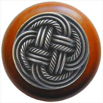 Notting Hill NHW-739C-AP: Classic Weave Cabinet Knob - Cherry/Antique Pewter