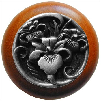 Notting Hill NHW-728C-AP: River Iris Cabinet Knob - Cherry/Antique Pewter