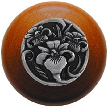 Notting Hill NHW-728C-BP: River Iris Cabinet Knob - Cherry/Brilliant Pewter