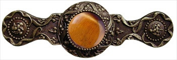 Notting Hill NHP-624-AB-TE: 3" cc Victorian Jewel Cabinet Pull - Tiger Eye/Antique Brass