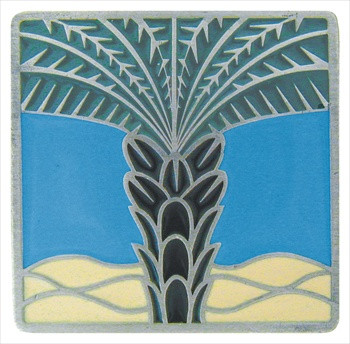 Notting Hill NHK-321-AP-C: Royal Palm Cabinet Knob - Periwinkle/Antique Pewter