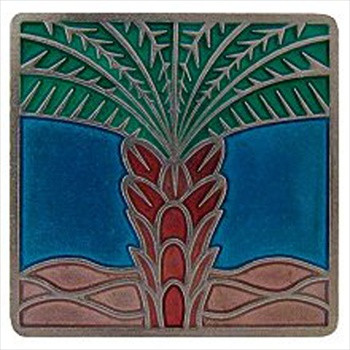 Notting Hill NHK-321-BP-A: Royal Palm Cabinet Knob - Turquoise/Brilliant Pewter