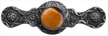 Notting Hill NHP-624-AP-TE: 3" cc Victorian Jewel Cabinet Pull - Tiger Eye/Antique Pewter