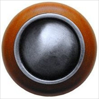 Notting Hill NHW-761C-AP: Plain Dome Cabinet Knob - Cherry/Antique Pewter
