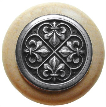 Notting Hill NHW-761M-AP: Plain Dome Cabinet Knob - Maple/Antique Pewter