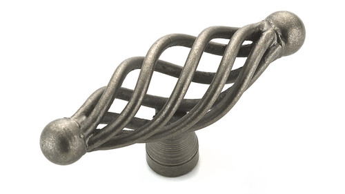 Richelieu BP10569908: 2-3/4" Country Style Bird Cage T-Cabinet Knob - Natural Iron