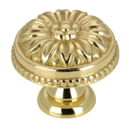 Richelieu BP04330130: 1-3/16" Louis XV Cabinet Knob - Polished Brass